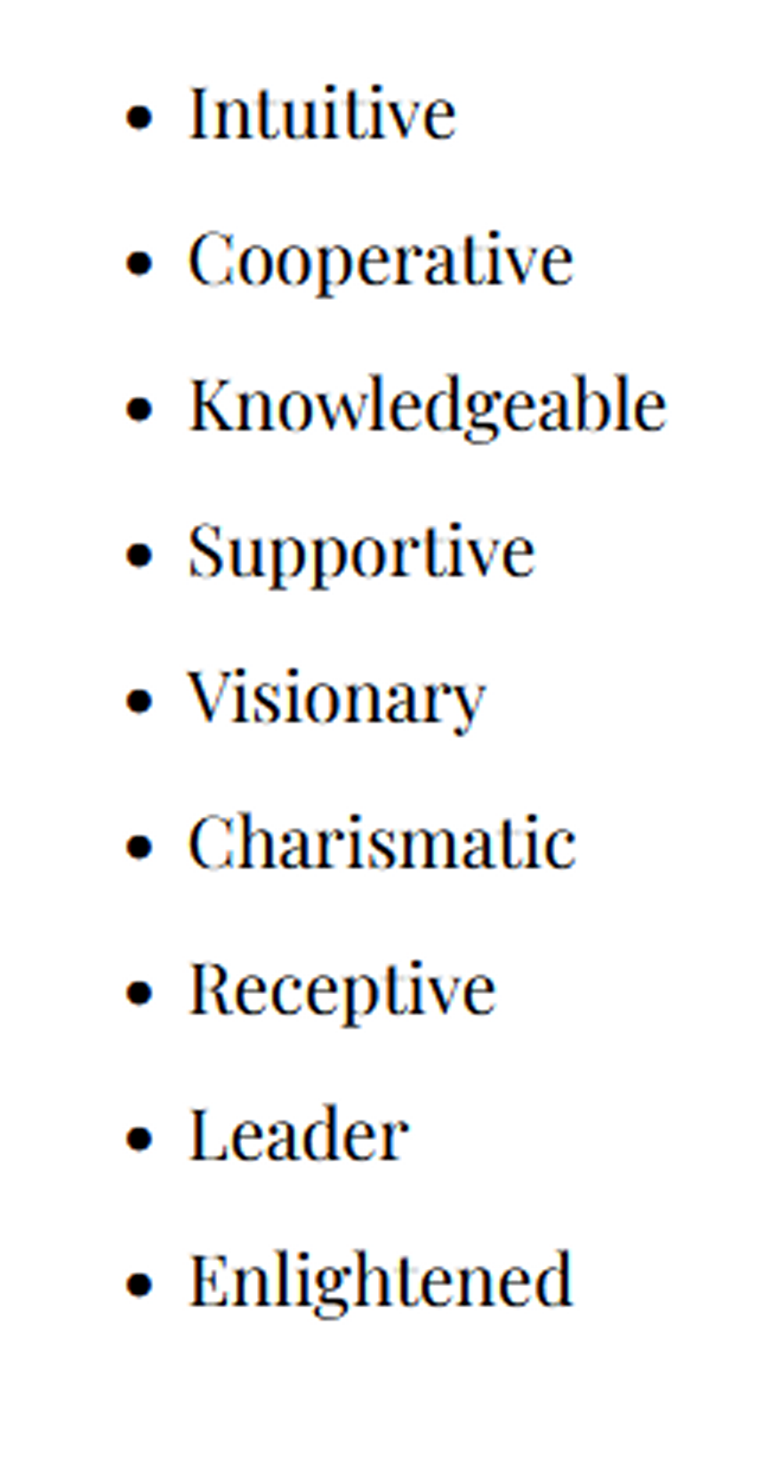Numerology 11 Personality Traits: 
            Intuitive, Cooperative, Knowledgeable, Supportive, Visionary, Charismatic, Receptive, Leader, Enlightened